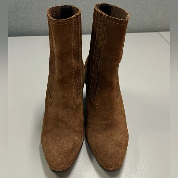Aquatalia Fayren Suede Ankle Boots Chestnut Size 6